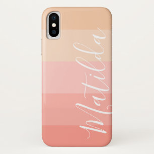 Pink Pastel Skin Ombre Stripe Personalized Name iPhone X Case