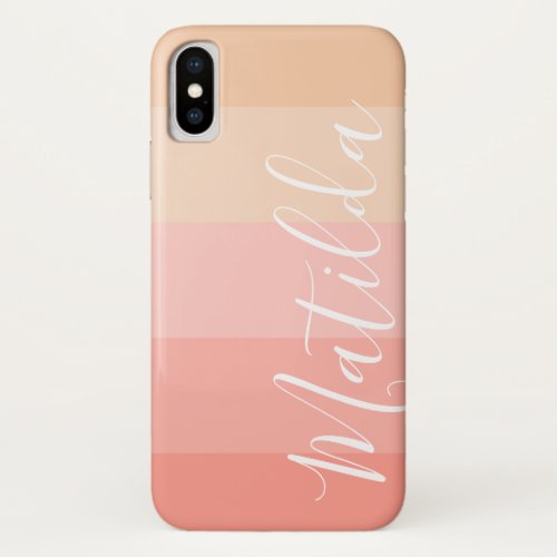 Pink Pastel Skin  Ombre Stripe Personalized Name iPhone X Case