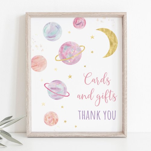 Pink Pastel Space Cards and Gifts Birthday Sign