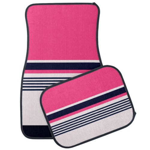 Pink Pastel Stripe Car Floor Mat