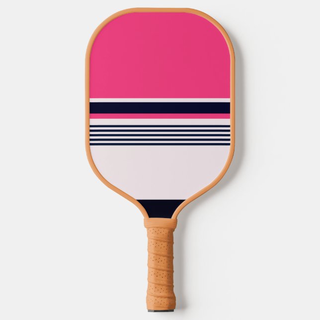 Pink Pastel Stripe Pickleball Paddle (Front)