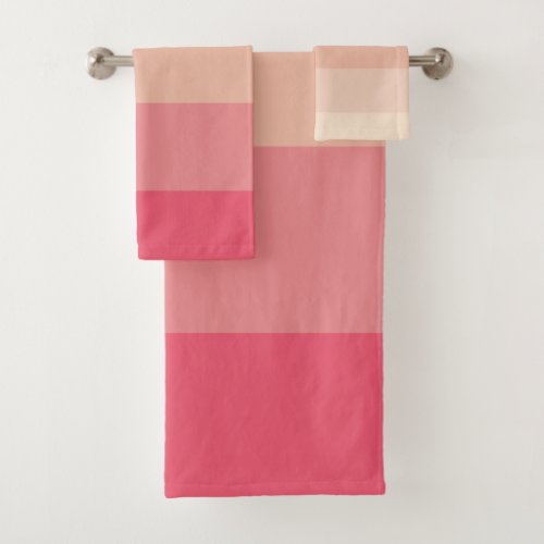 Pink pastel stripes bath towel set