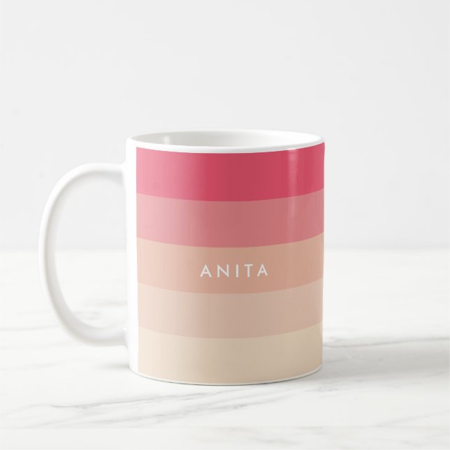 Pink pastel stripes coffee mug (Left)