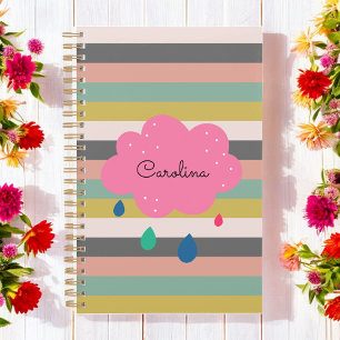 Pink Pastel Stripes Cute Girly  Planner