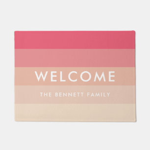Pink pastel stripes doormat