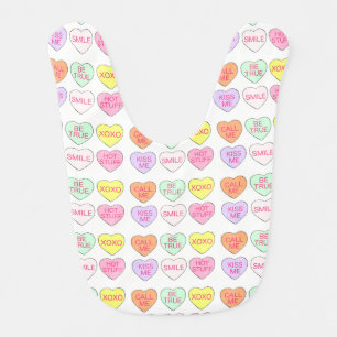 Pink Pastel Sweet Candy Heart Valentine's Day Gift Bib