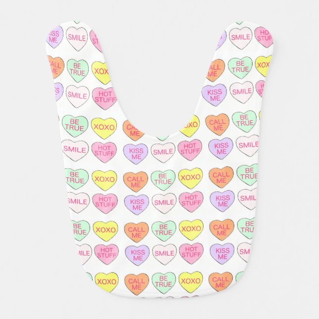 Pink Pastel Sweet Candy Heart Valentine's Day Gift Bib (Front)