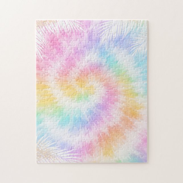 Pink Pastel Tie Dye Girly Chic                     Jigsaw Puzzle (Vertical)