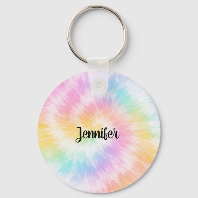 Pink Pastel Tie Dye Girly Chic                     Keychain (Front)