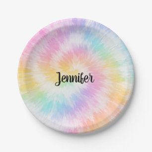Pink Pastel Tie Dye Girly Chic Paper Plates