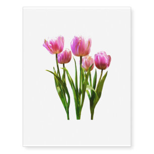 Pink Pastel Tulips Temporary Tattoos