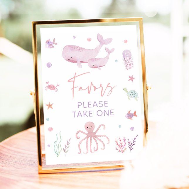 Pink Pastel Under the Sea Baby Shower Favor Sign (Creator Uploaded)