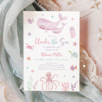 Pink Pastel Under the Sea Baby Shower Invitation