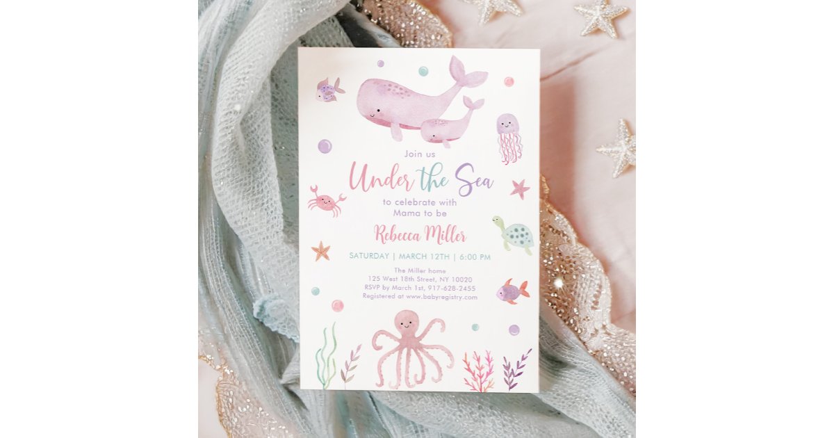 Pink Pastel Under the Sea Baby Shower Invitation | Zazzle