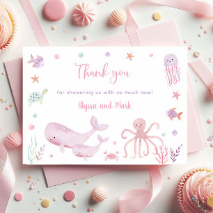 Pink Pastel Under the Sea Baby Shower Thank You Card
