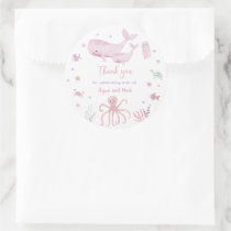 Pink Pastel Under the Sea Baby Shower Thank You Classic Round Sticker