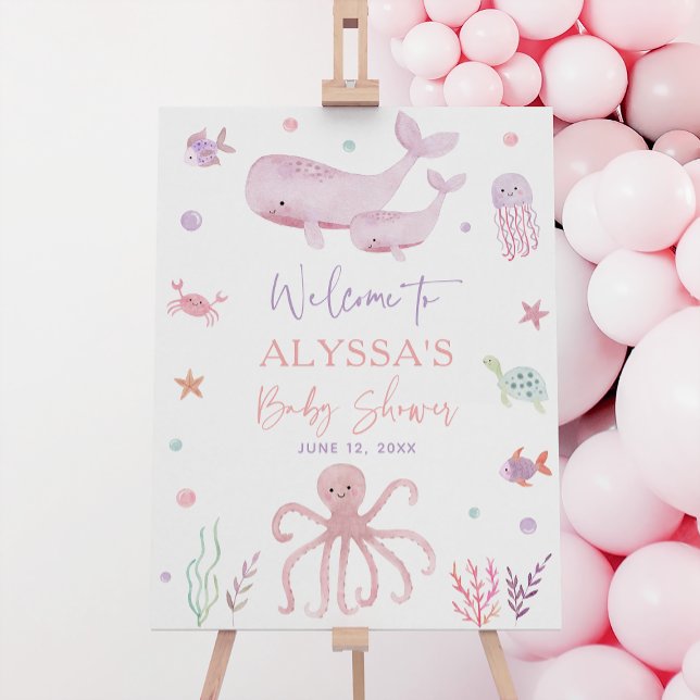 Pink Pastel Under the Sea Baby Shower Welcome Foam Board (Creator Uploaded)