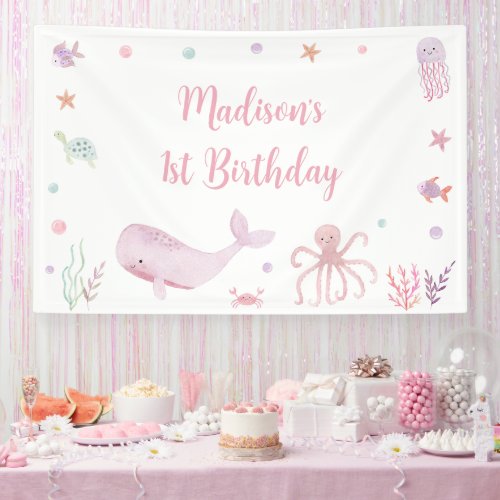 Pink Pastel Under the Sea Birthday Banner