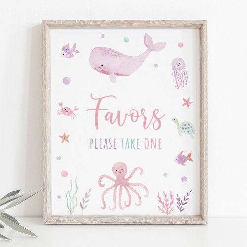Pink Pastel Under the Sea Birthday Favor Sign