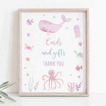 Pink Pastel Under The Sea Birthday Gifts Sign by LittlePrintsParties at Zazzle