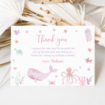 Pink Pastel Under the Sea Birthday Thank You Card