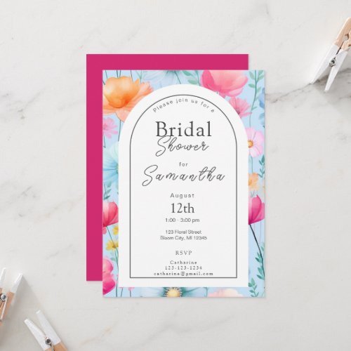 Pink Pastel Watercolor Floral Bridal Shower Invitation