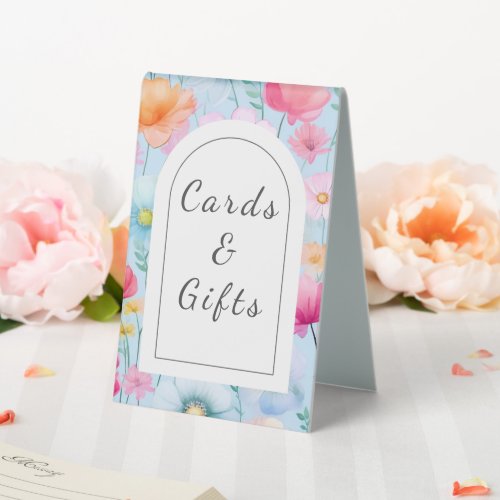 Pink Pastel Watercolor Floral  Table Tent Sign