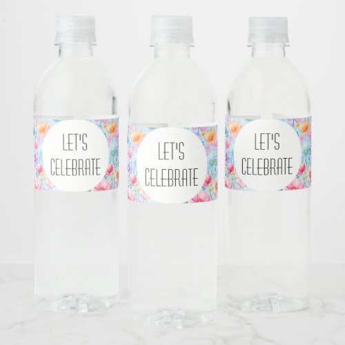 Pink Pastel Watercolor with Message Water Bottle Label