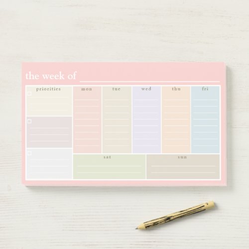 Pink Pastel Weekly Desk Planner To_do List Post_it Notes