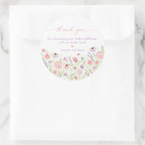 Pink Pastel Wildflower Baby Shower Classic Round Sticker