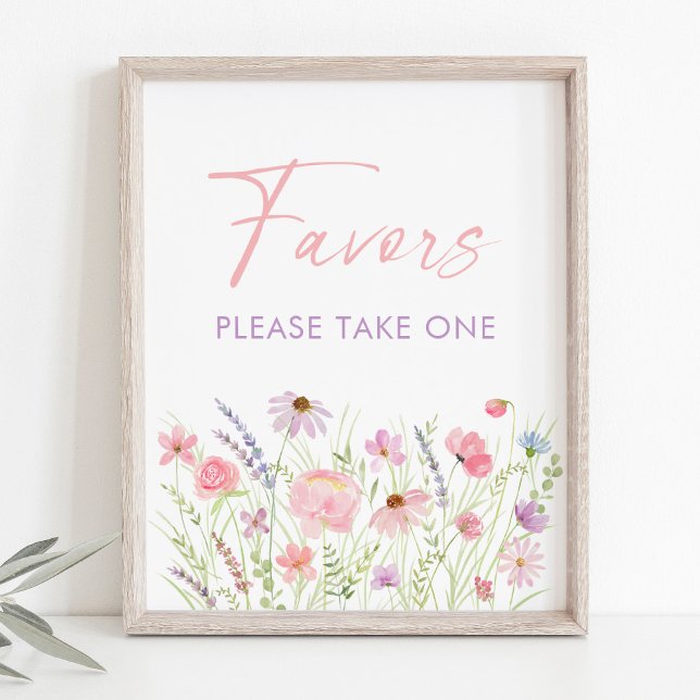 Pink Pastel Wildflower Baby Shower Favor Sign (Creator Uploaded)
