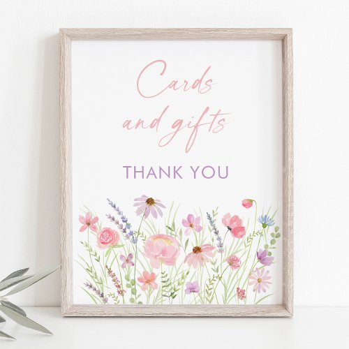 Pink Pastel Wildflower Cards and Gifts Sign