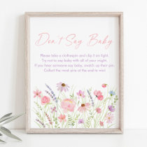 Pink Pastel Wildflower Don't Say Baby Game Poster