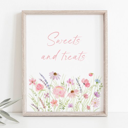 Pink Pastel Wildflower Sweets and Treats Sign