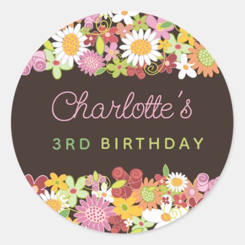 Pink Pastels Spring Flowers Garden Chic Birthday Classic Round Sticker