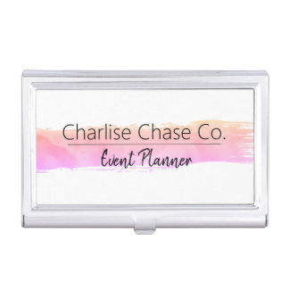 Pink Pastels Watercolor Modern Personalized Business Card Case