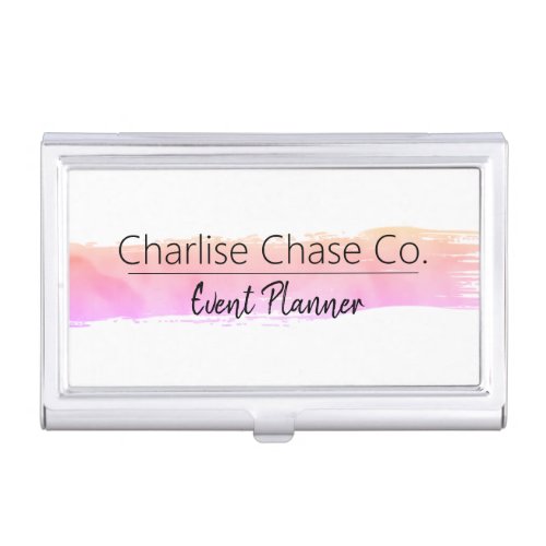 Pink Pastels Watercolor Modern Personalized Business Card Case