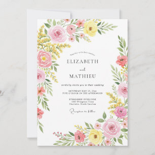 Pink Pastoral Spring Wedding Invitation
