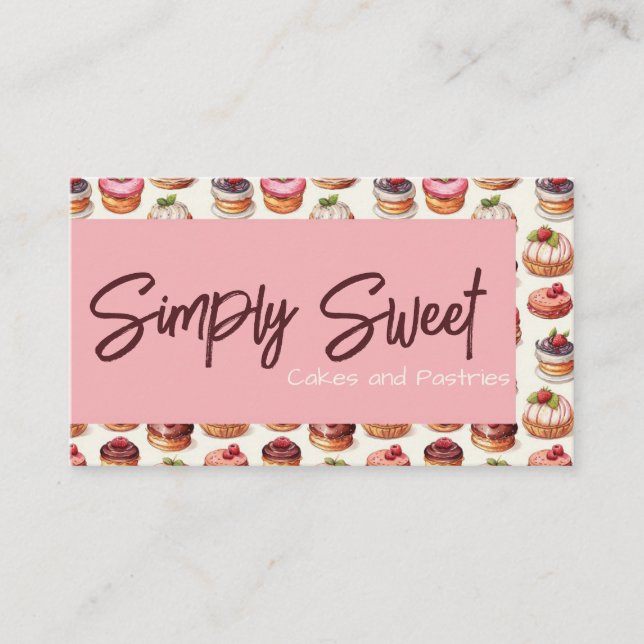 Pink Pastry Cupcake Business Card (Front)