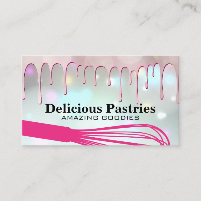 Pink Pastry Drip | Whisk | Baker Business Card (Front)