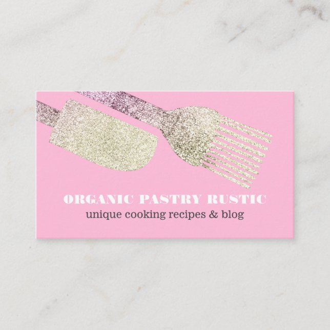 Pink Pastry Spatula Bakery Cafe Kitchen Catering Business Card (Front)