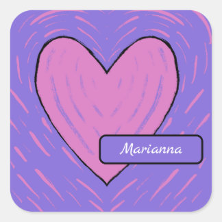 Pink Patchwork Heart Square Sticker