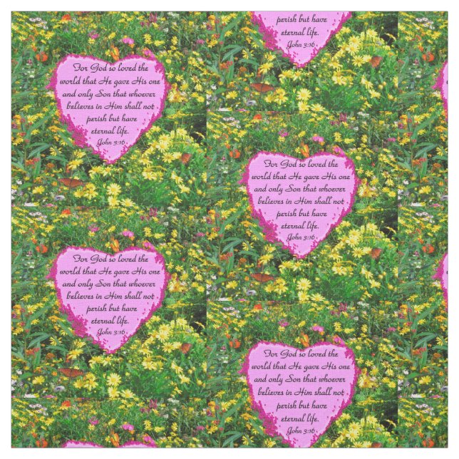 PINK PATCHWORK JOHN 3:16 FLORAL FABRIC (Swatch)