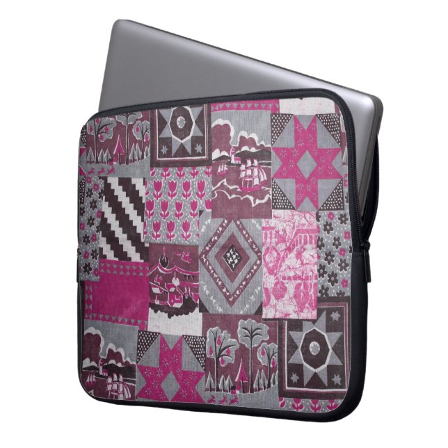 Pink Patchwork Laptop Sleeve (Front Left)