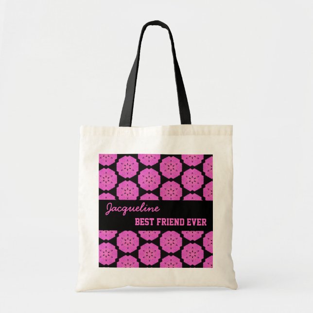 Pink Pattern Best Friend Ever Custom Name V088 Tote Bag (Front)