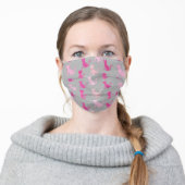 Pink Pattern Cat Lovers on Gray Adult Cloth Face Mask (Worn)