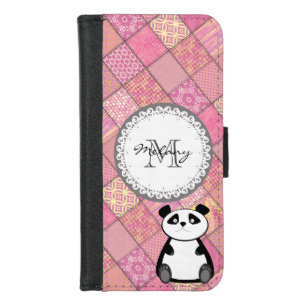 Pink pattern Cute trendy girly funny panda iPhone 8/7 Wallet Case