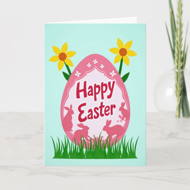 Pink Pattern Easter Card (Front)
