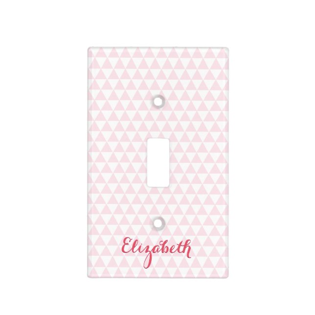 Pink Pattern Monogrammed Nursery Girls Kids Room Light Switch Cover (Front)