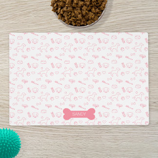 Pink Pattern Of Cute Dog Things &amp; Custom Name Placemat